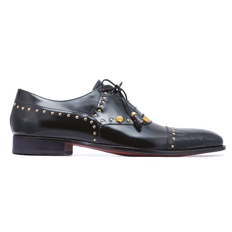 Mauri 4901 Vegas Alligator & Calfskin Cap Toe Black