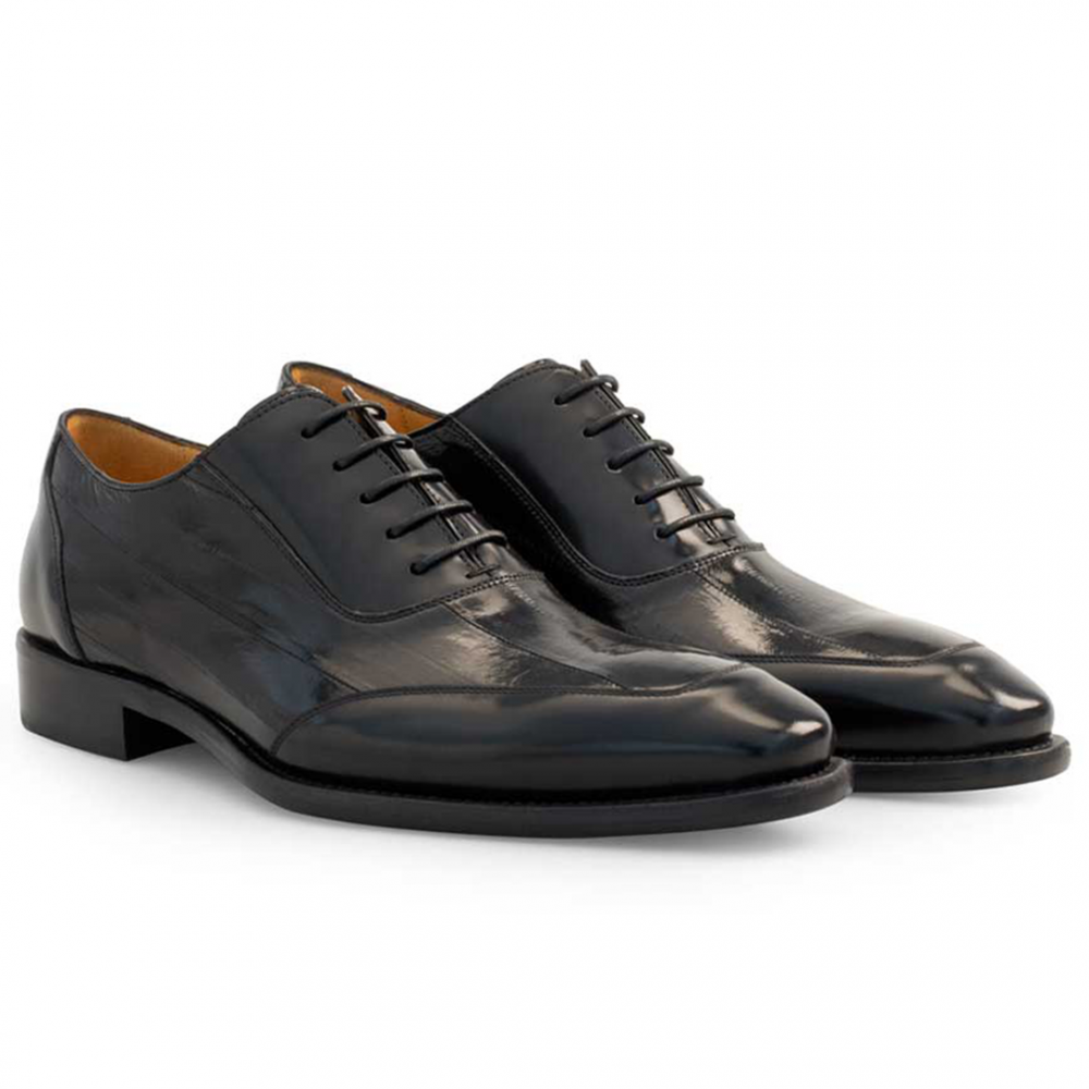 Mezlan Messena Eel & Calfskin Oxfords Black