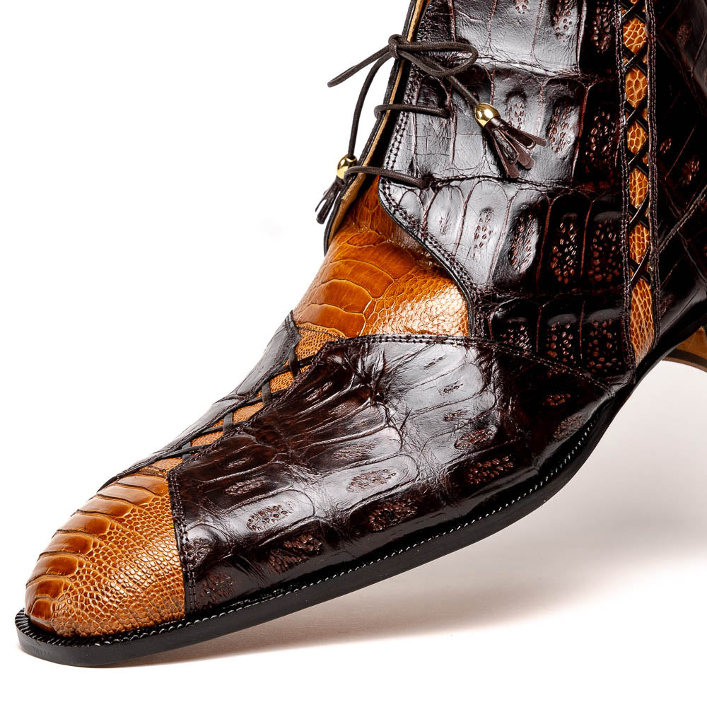 Mauri Harlem 4926 Ostrich Leg & Baby Croc Boots Corn / Sp Rust (Special Order)