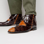 Mauri Harlem 4926 Ostrich Leg & Baby Croc Boots Corn / Sp Rust (Special Order)