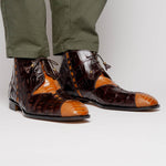 Mauri Harlem 4926 Ostrich Leg & Baby Croc Boots Corn / Sp Rust (Special Order)
