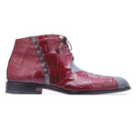 Mauri 4926 Harlem Ostrich & Crocodile Boots Gray / Ruby Red (Special Order)