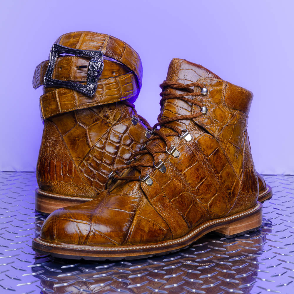 Mauri 4929 Pathfinder Alligator Ostrich Leg Boots Mustard