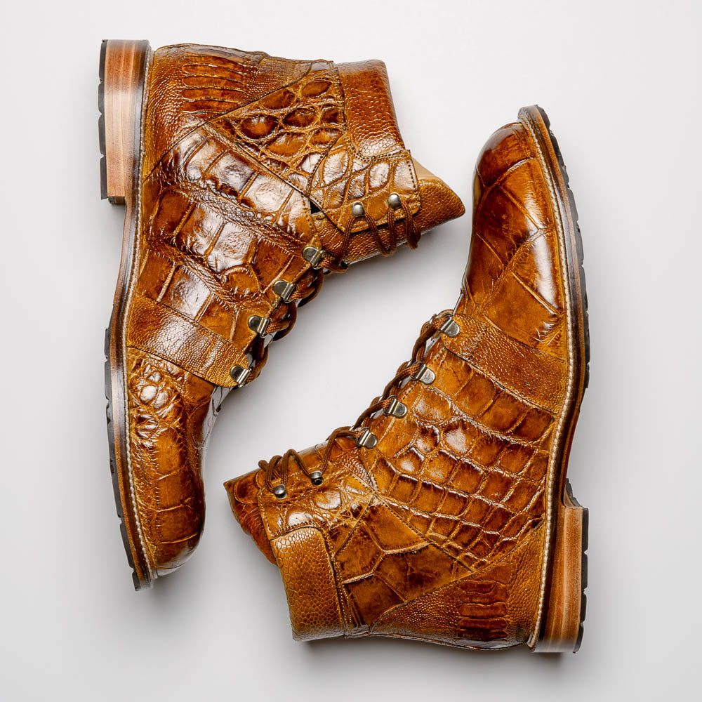 Mauri 4929 Pathfinder Alligator Ostrich Leg Boots Mustard (Special Order)