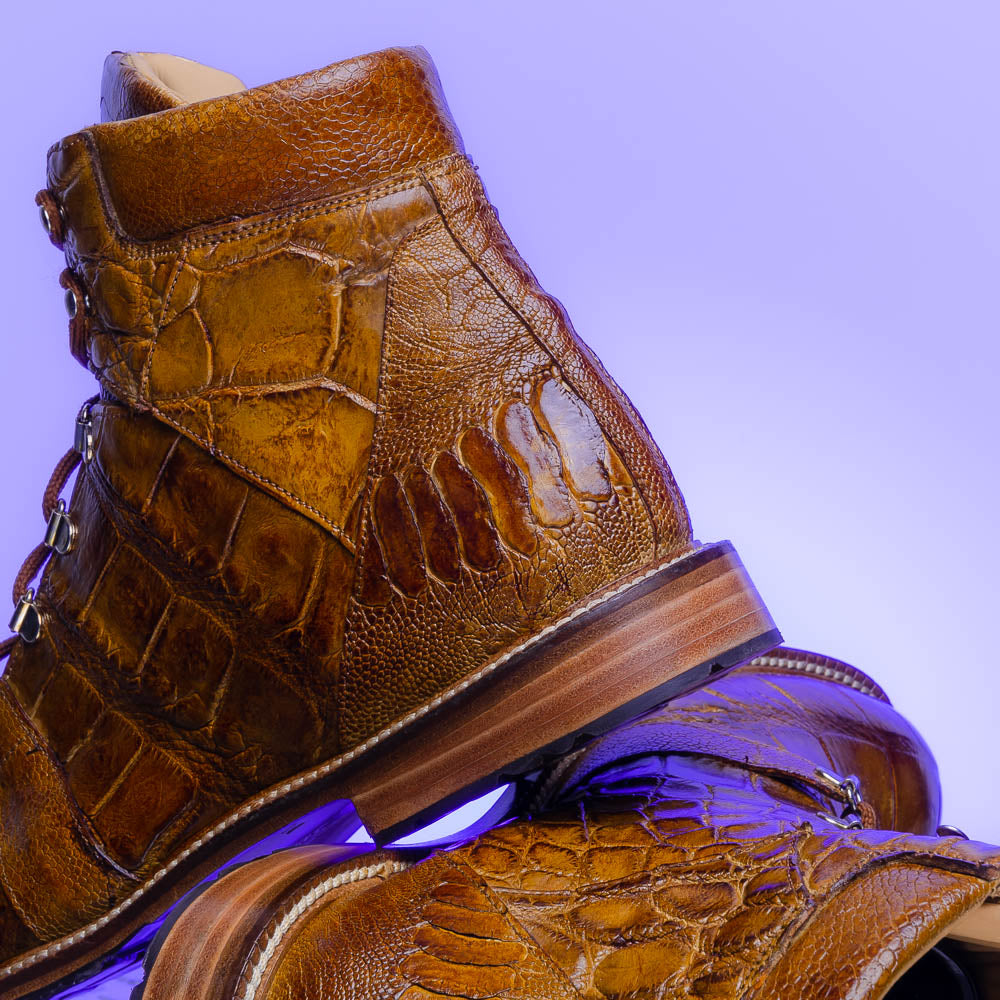 Mauri 4929 Pathfinder Alligator Ostrich Leg Boots Mustard (Special Order)