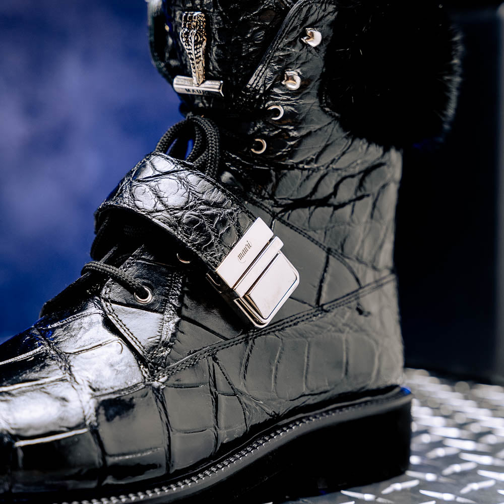 Mauri 3240 Smoke Alligator/ Mink/ Nappa Boots Black (Special Order)