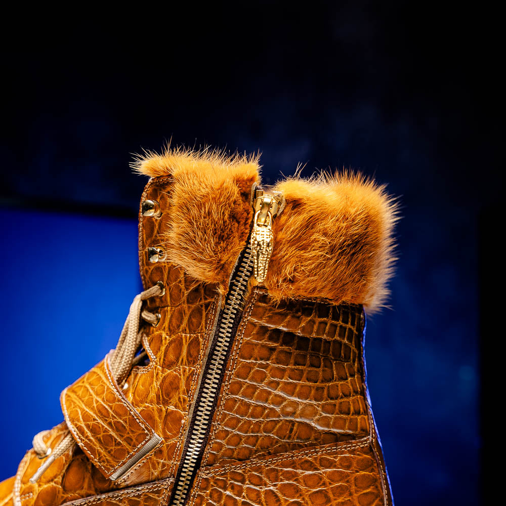 Mauri 3240 Smoke Alligator/ Mink/ Nappa Boots Toffee (Special Order)