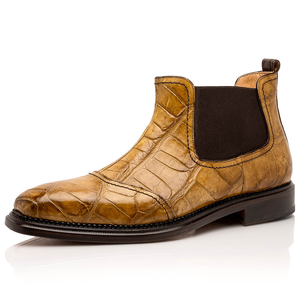 Mauri 4964/1 Alligator Chelsea Boots Hand Painted Mustard & Sport Rust