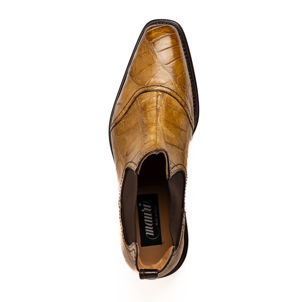 Mauri 4964/1 Alligator Chelsea Boots Hand Painted Mustard & Sport Rust (Special Order)