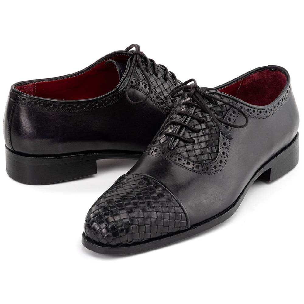 Paul Parkman Woven Cap Toe Oxford Black