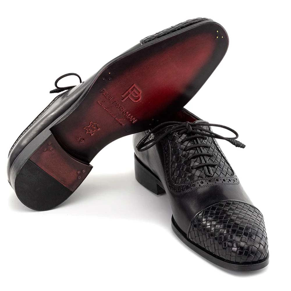 Paul Parkman Woven Cap Toe Oxford Black