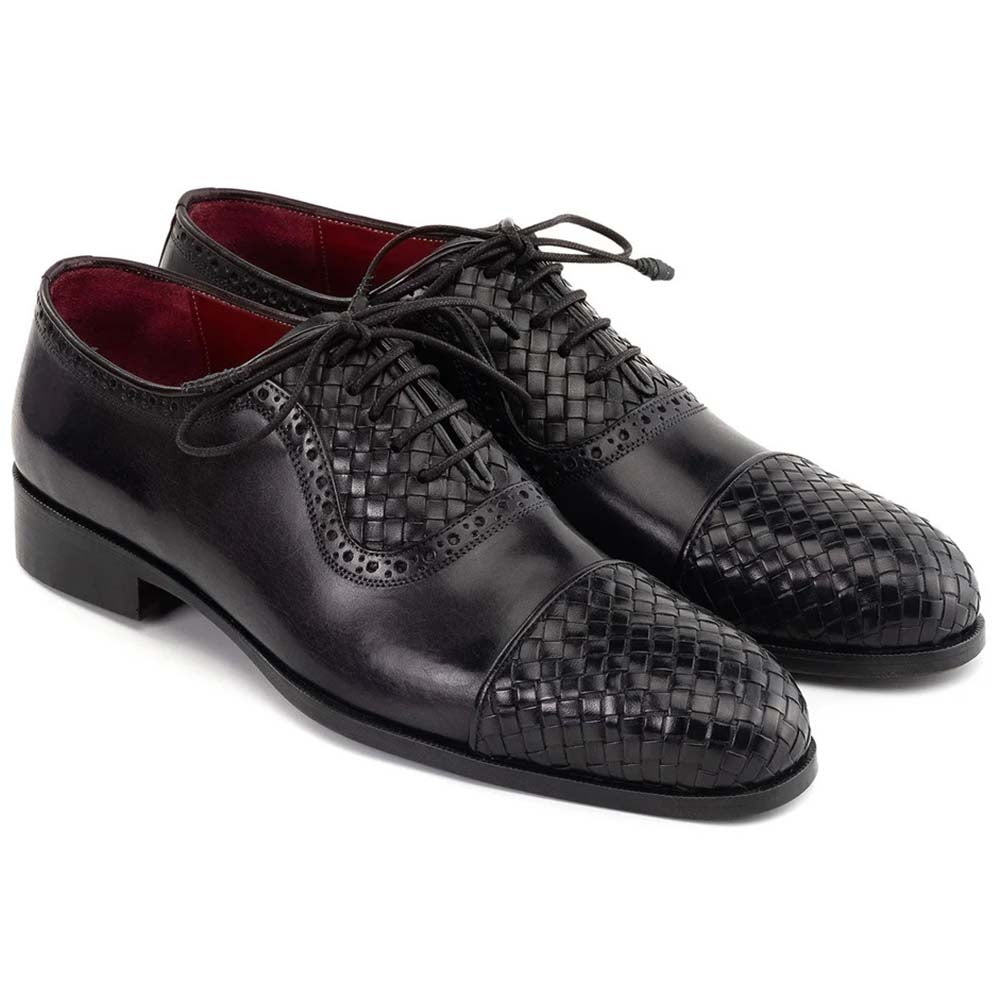 Paul Parkman Woven Cap Toe Oxford Black