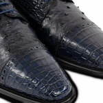 Calzoleria Toscana Ripi Baby Alligator & Ostrich Cap Toe Navy