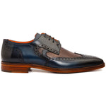 Vinci Leather The Neiva Wingtip Semi Brogue Derby Shoe Navy / Brown