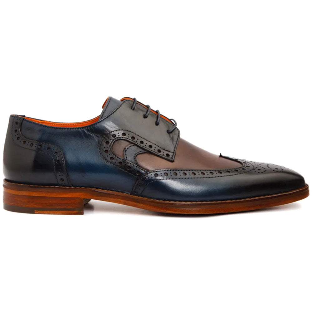 Vinci Leather The Neiva Wingtip Semi Brogue Derby Shoe Navy / Brown