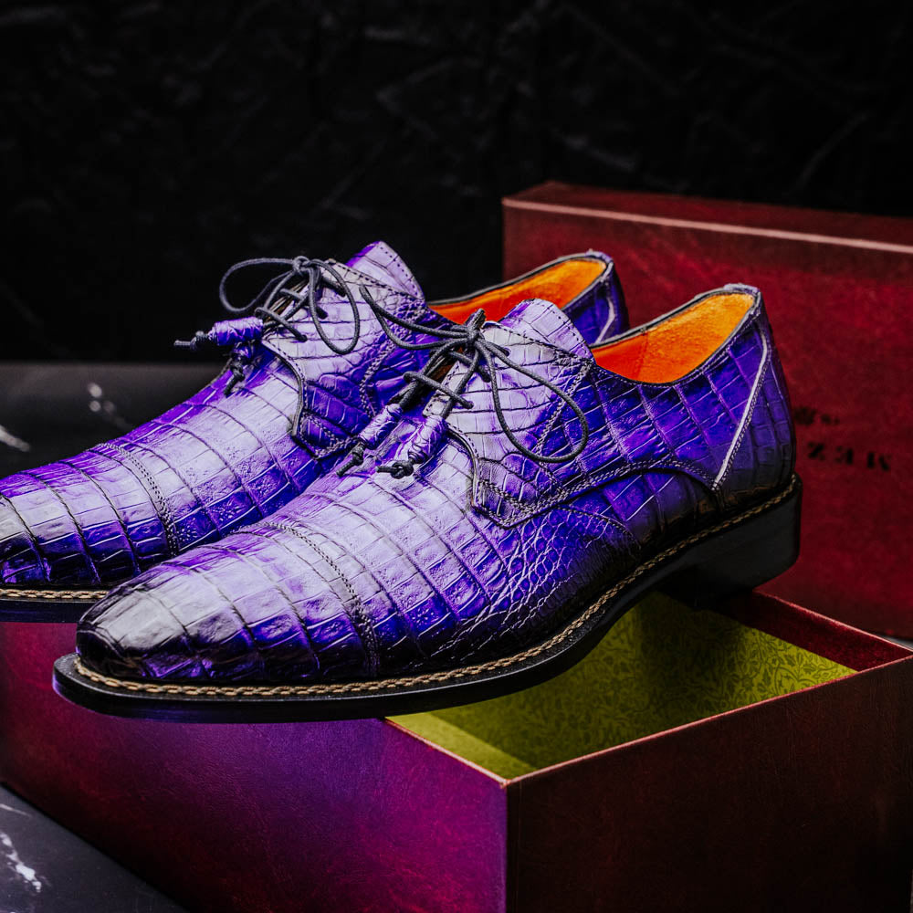 Mezlan Giovane Fuscus Crocodile Cap Toe Derby Purple (Exclusive