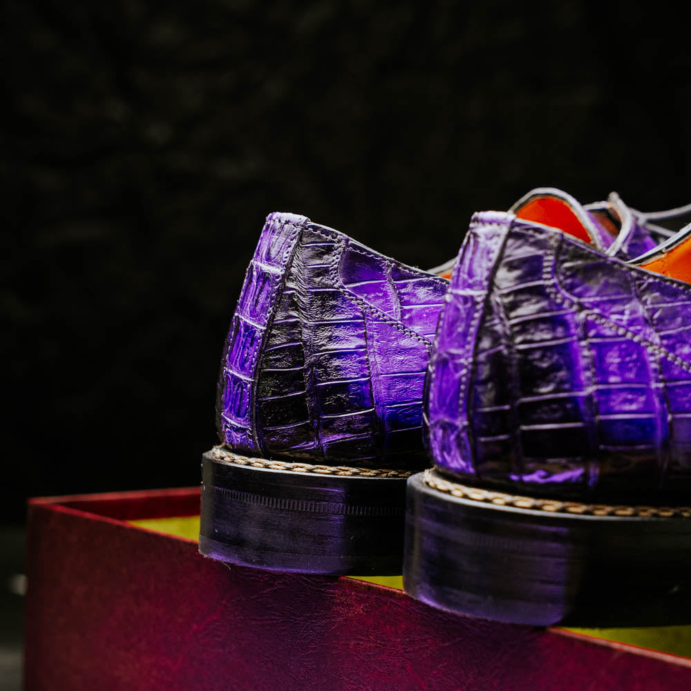 Mezlan Giovane Fuscus Crocodile Cap Toe Derby Purple (Exclusive