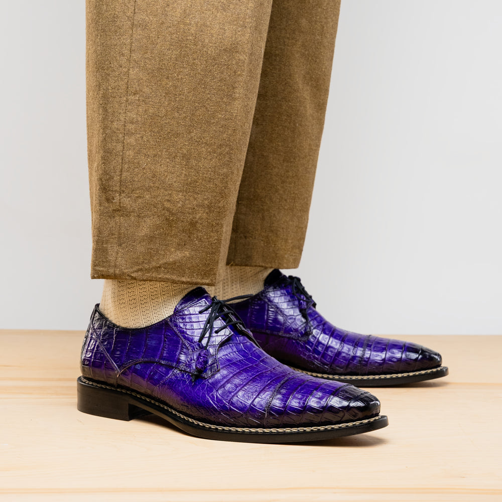 Mezlan Giovane Fuscus Crocodile Cap Toe Derby Purple (Exclusive Mezlan Giovane Fuscus Crocodile Cap Toe Derby Purple (Exclusive