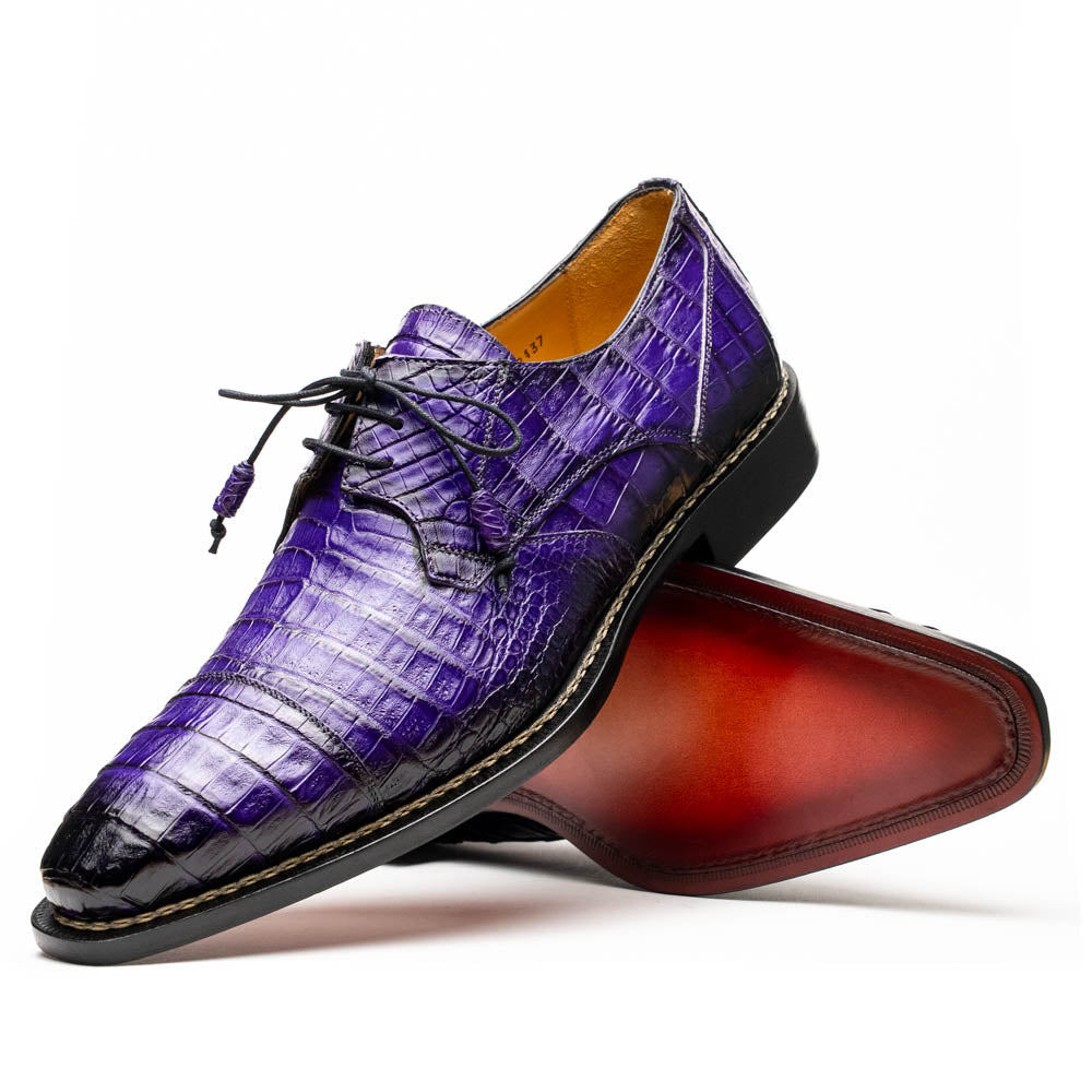 Mezlan Giovane Fuscus Crocodile Cap Toe Derby Purple (Exclusive
