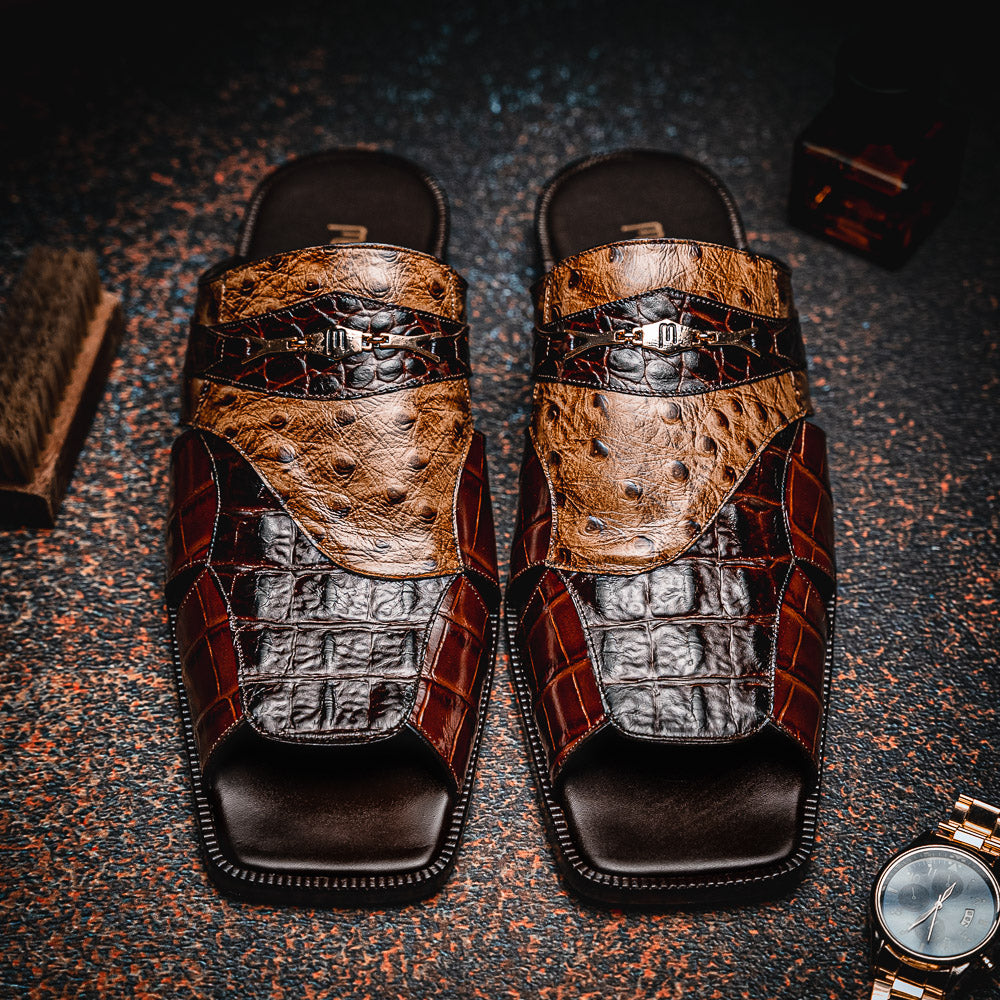 Maseratti Arabia 5005 Embossed Crocodile / Caiman / Ostrich Sandals 