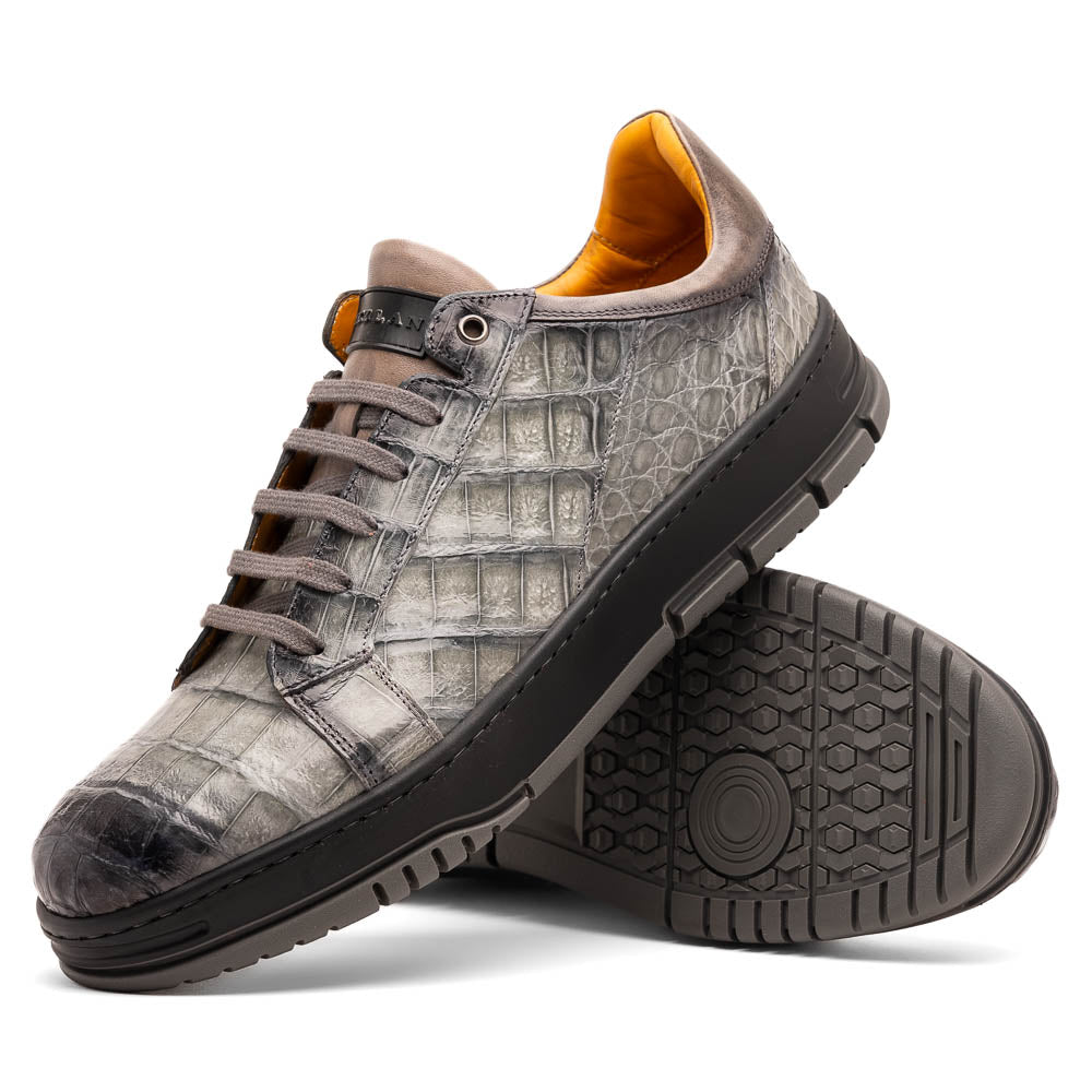 Mezlan Crocodile Sneaker Pearl Grey (50073-S) (Exclusive)