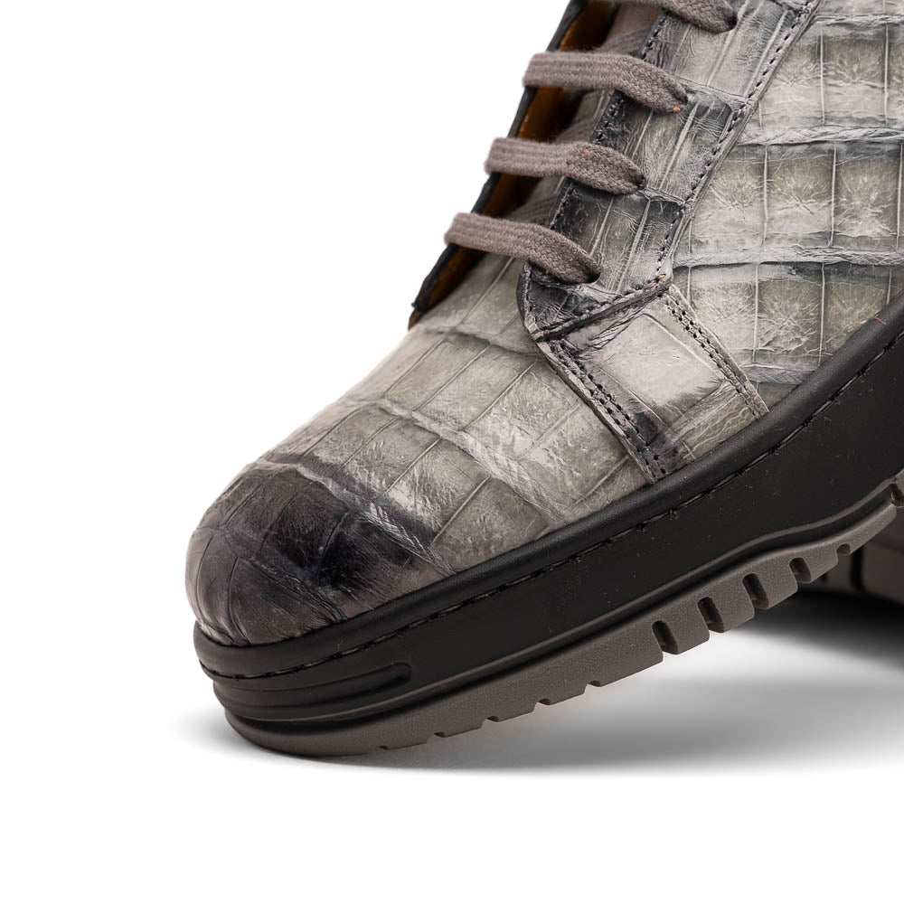 Mezlan Crocodile Sneaker Pearl Grey (50073-S) (Exclusive)