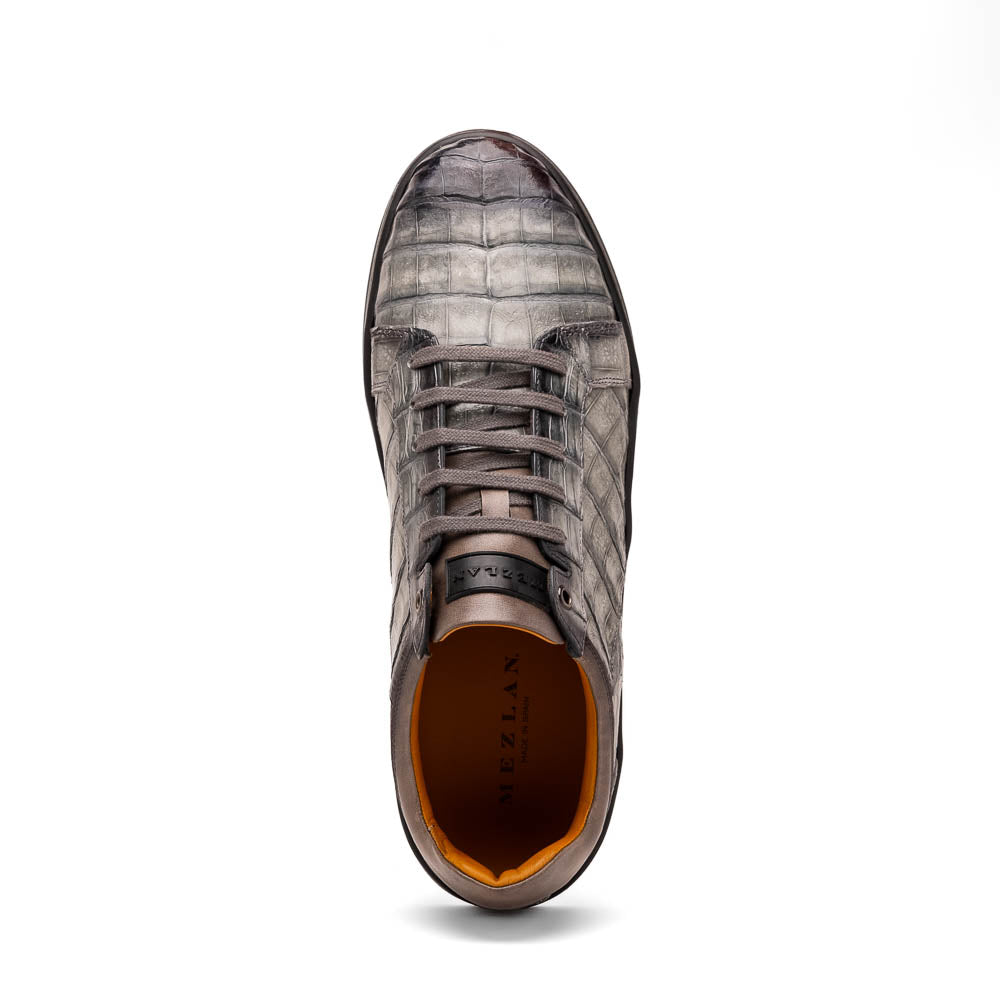 Mezlan Crocodile Sneaker Pearl Grey (50073-S) (Exclusive)