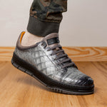 Mezlan Crocodile Sneaker Pearl Grey (50073-S) (Exclusive)