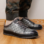 Mezlan Crocodile Sneaker Pearl Grey (50073-S) (Exclusive)