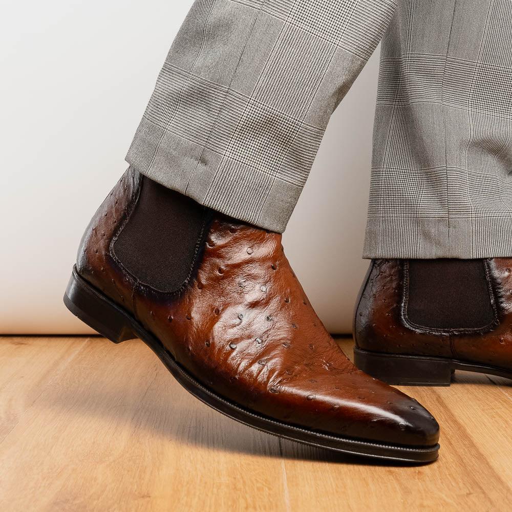 Mezlan Ostrich Chelsea Boot Brown (Exclusive) (50108-S)