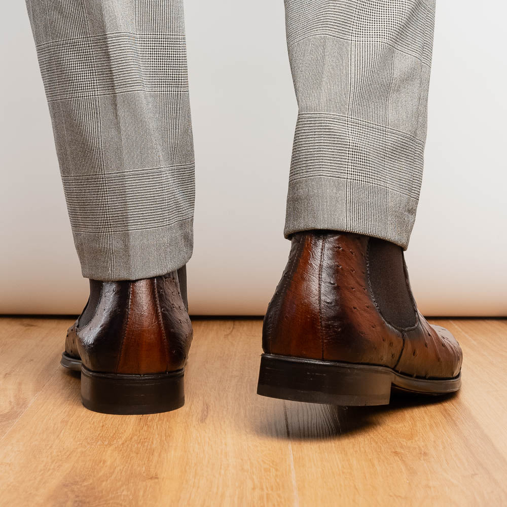Mezlan Ostrich Chelsea Boot Brown (Exclusive) (50108-S)