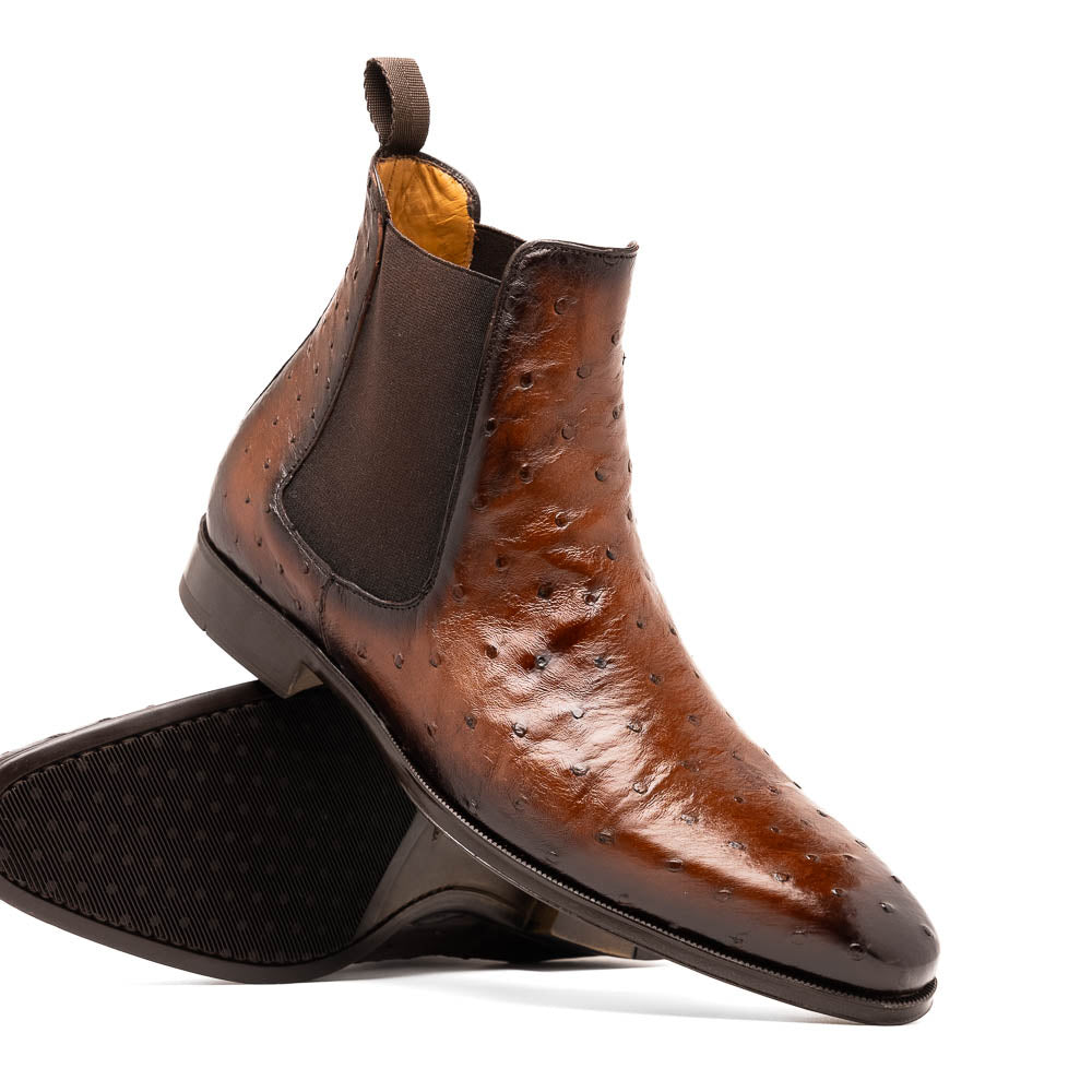 Mezlan Ostrich Chelsea Boot Brown (Exclusive) (50108-S)