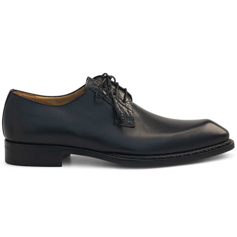 Mezlan Crocodile Plain Toe Derby Black (50110-C)