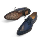 Mezlan Crocodile Plain Toe Derby Blue (50110-C)