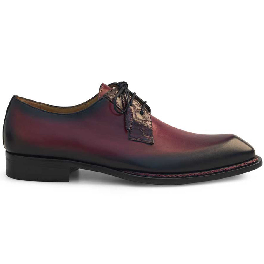 Mezlan Crocodile Plain Toe Derby Burgundy (50110-C)