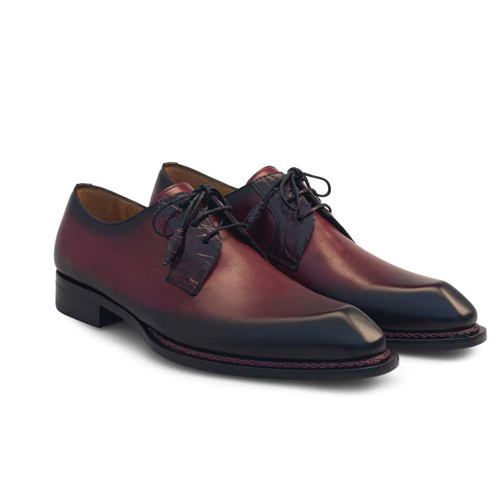 Mezlan Crocodile Plain Toe Derby Burgundy (50110-C)