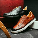 Mezlan Ostrich Slip-On Sneaker Black (50214-S) (Exclusive)