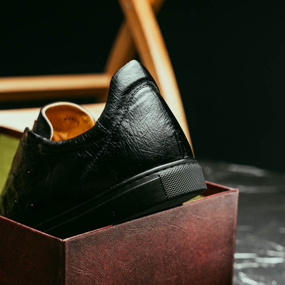 Mezlan Ostrich Slip-On Sneaker Black (50214-S) (Exclusive)