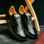Mezlan Ostrich Slip-On Sneaker Black (50214-S) (Exclusive)