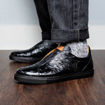 Mezlan Ostrich Slip-On Sneaker Black (50214-S) (Exclusive)