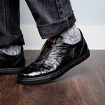 Mezlan Ostrich Slip-On Sneaker Black (50214-S) (Exclusive)