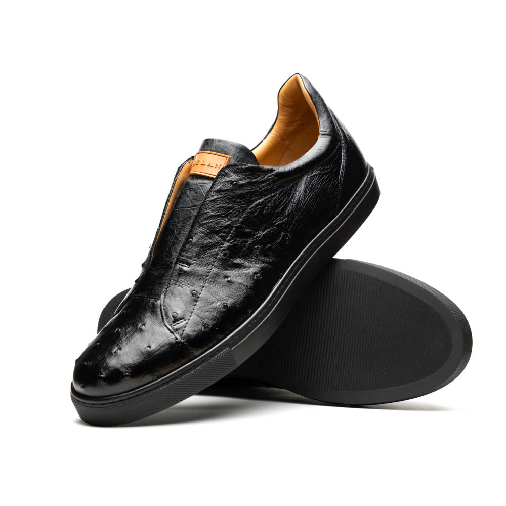 Mezlan Ostrich Slip-On Sneaker Black (50214-S) (Exclusive)