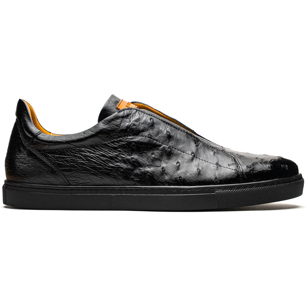 Mezlan Ostrich Slip-On Sneaker Black