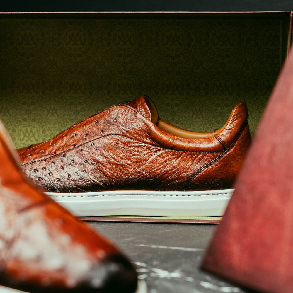 Mezlan Ostrich Slip-On Sneaker Brandy (50214-S) (Exclusive)