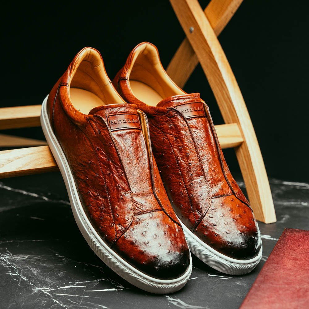 Mezlan Ostrich Slip-On Sneaker Brandy (50214-S) (Exclusive)