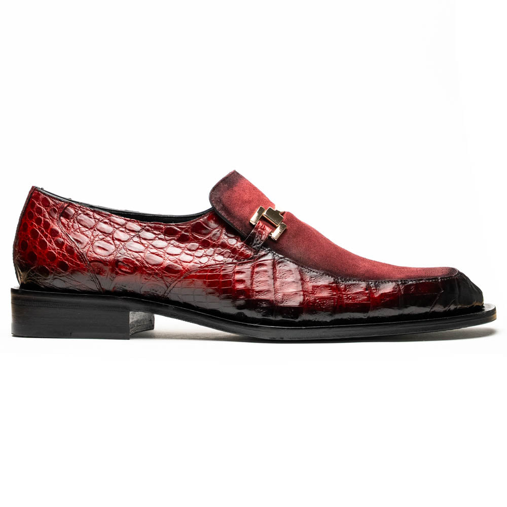 Mezlan Accola Crocodile & Suede Textured Slip-On Burgundy (Exclusive) (21738)