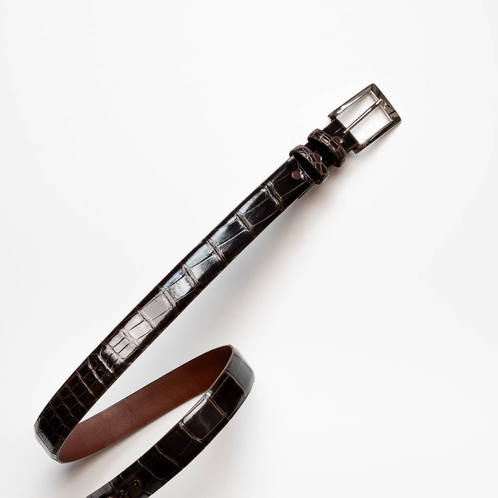 Torino Leather Genuine American Alligator Belt Brown