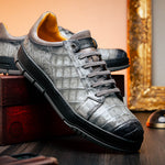Mezlan Crocodile Sneaker Pearl Grey (50073-S) (Exclusive)