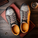 Mezlan Crocodile Sneaker Pearl Grey (50073-S) (Exclusive)
