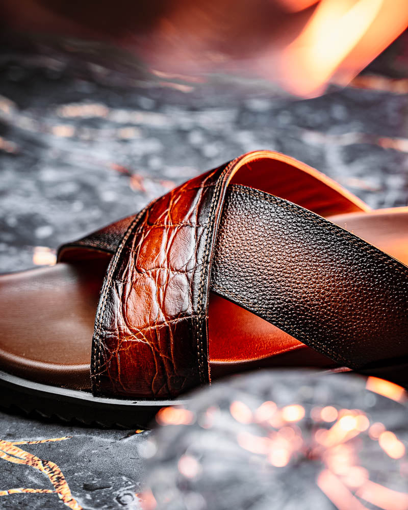 Mauri 5134 Alligator Time Sandals Cognac / Dirty T. Moro